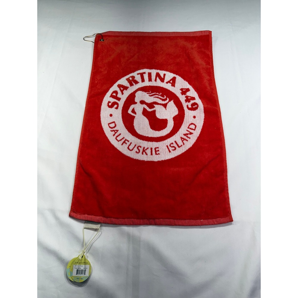 Spartina 449 Daufuskie Island Golf Towel Orange Mermaid Logo Cotton 505352